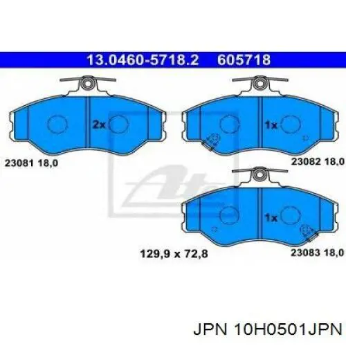 Колодки гальмівні передні, дискові 10H0501JPN JPN