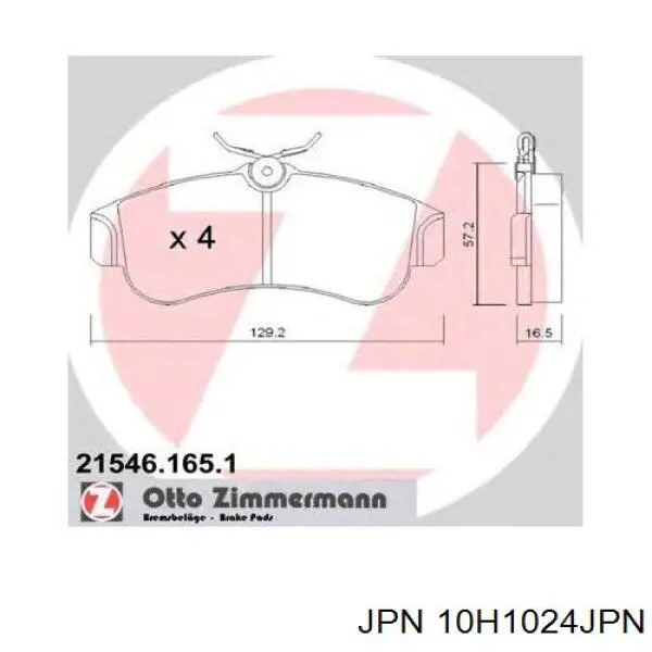 Передні тормозні колодки 10H1024JPN JPN