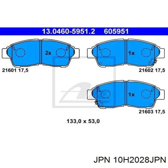 10H2028JPN JPN Передні гальмівні колодки