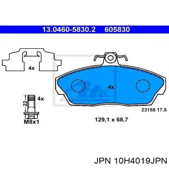 Передні тормозні колодки 10H4019JPN JPN