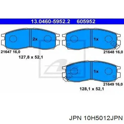 Гальмівні колодки JPN 10H5012JPN ціна, від 18.79 USD