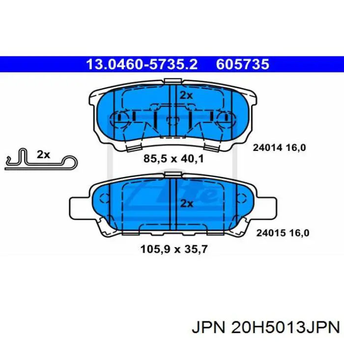 Купити 20H5013JPN JPN Задні колодки