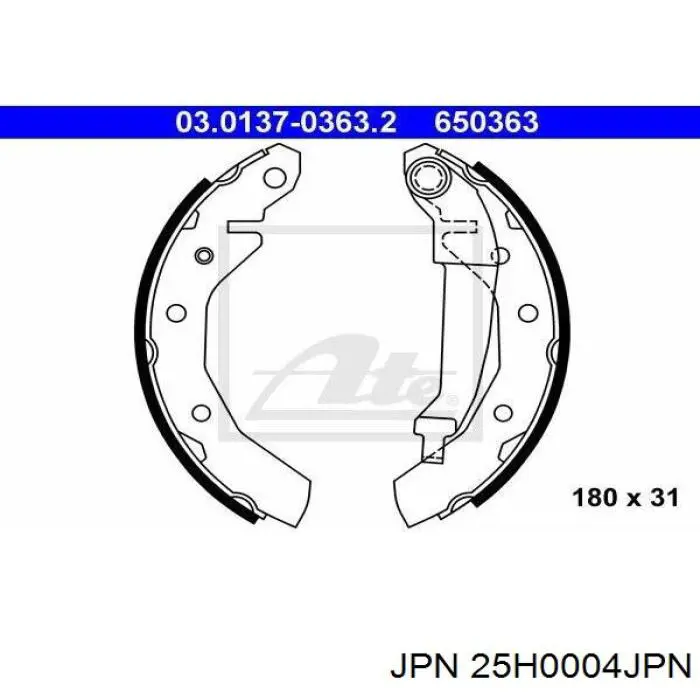 Купити 25H0004JPN JPN Колодки гальмові задні, барабанні