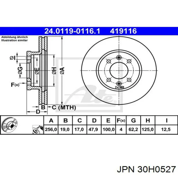 Гальмівні диски передні 30H0527 JPN