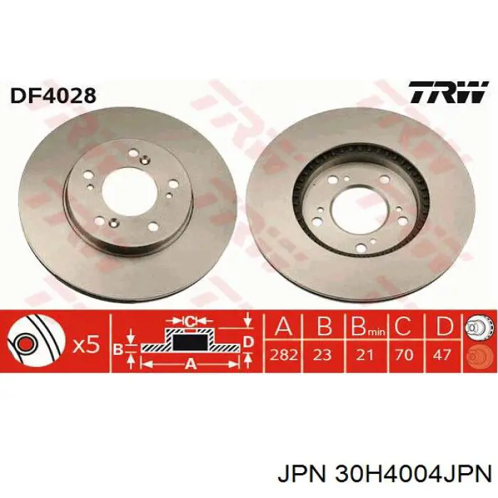 Диск переднього гальма JPN 30H4004JPN ціна, від 33.94 USD