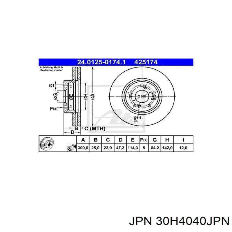 Гальмівні диски передні 30H4040JPN JPN