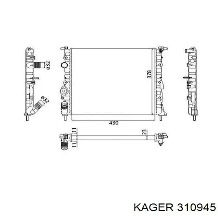 310945 Kager радіатор охолодження двигуна