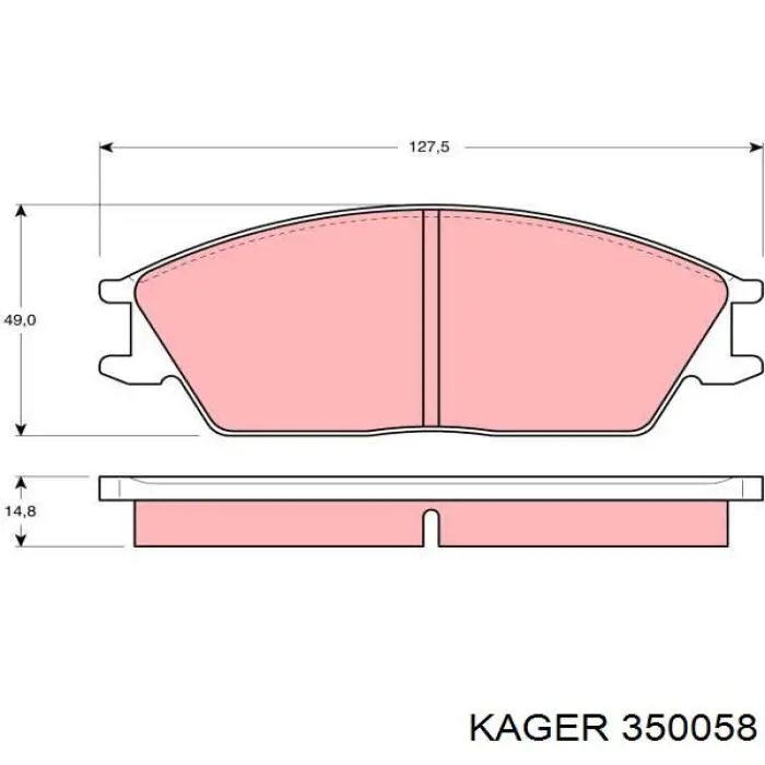 350058 Kager колодки гальмівні передні, дискові
