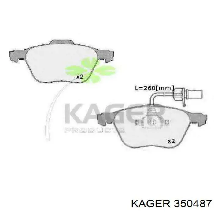 Купити 350487 Kager Колодки гальмівні передні, дискові