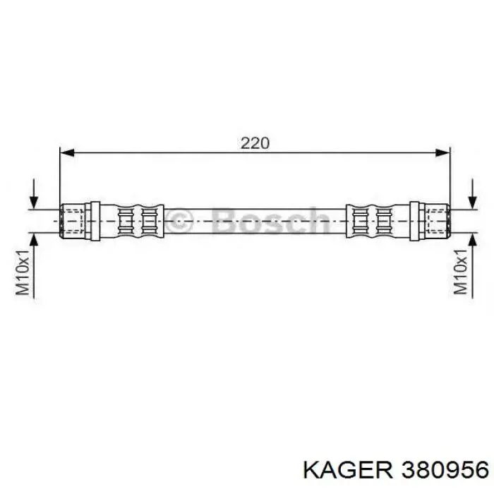 380956 Kager шланг гальмівний задній