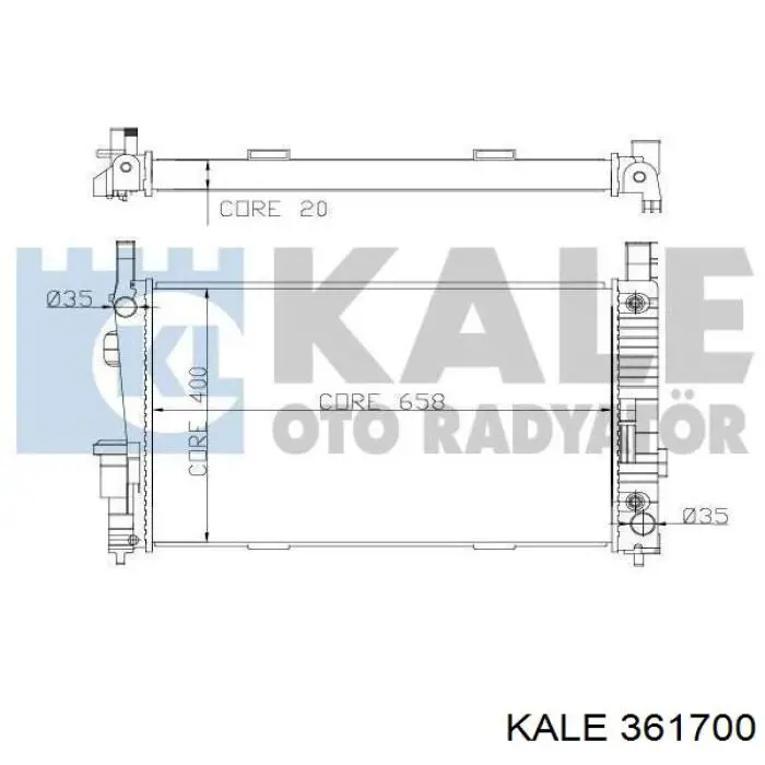 Радіатор охолодження двигуна 361700 Kale