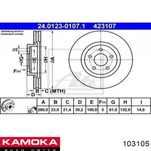 Гальмівні диски передні 103105 Kamoka