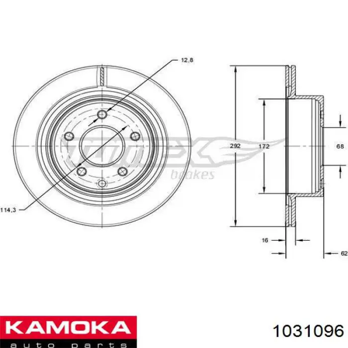 Купити 1031096 Kamoka Диск заднього гальма