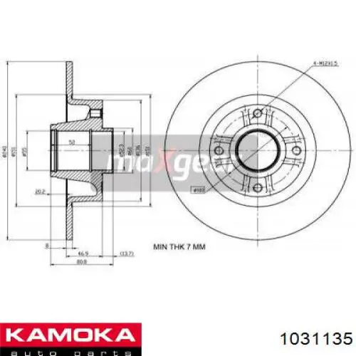 Купити 1031135 Kamoka Диск заднього гальма