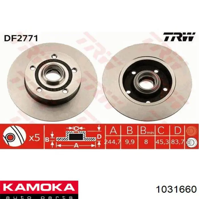 Гальмівні диски 1031660 Kamoka