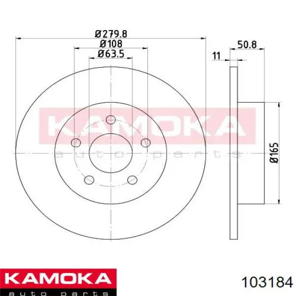 Диск гальмівний задній 103184 Kamoka