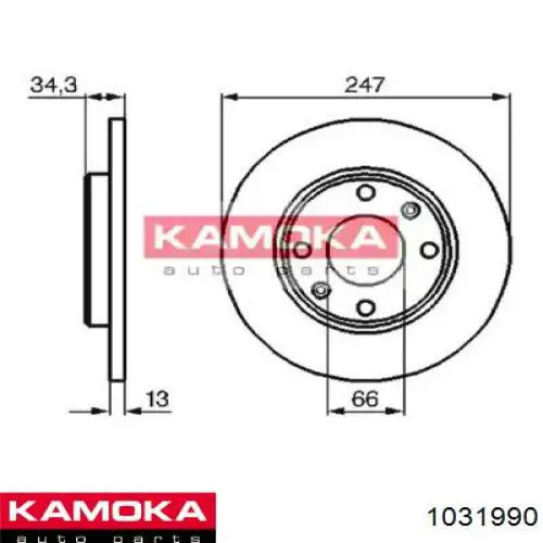 Диск гальмівний передній 1031990 Kamoka