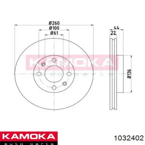Диск переднього гальма Kamoka 1032402 ціна, від 32.83 USD