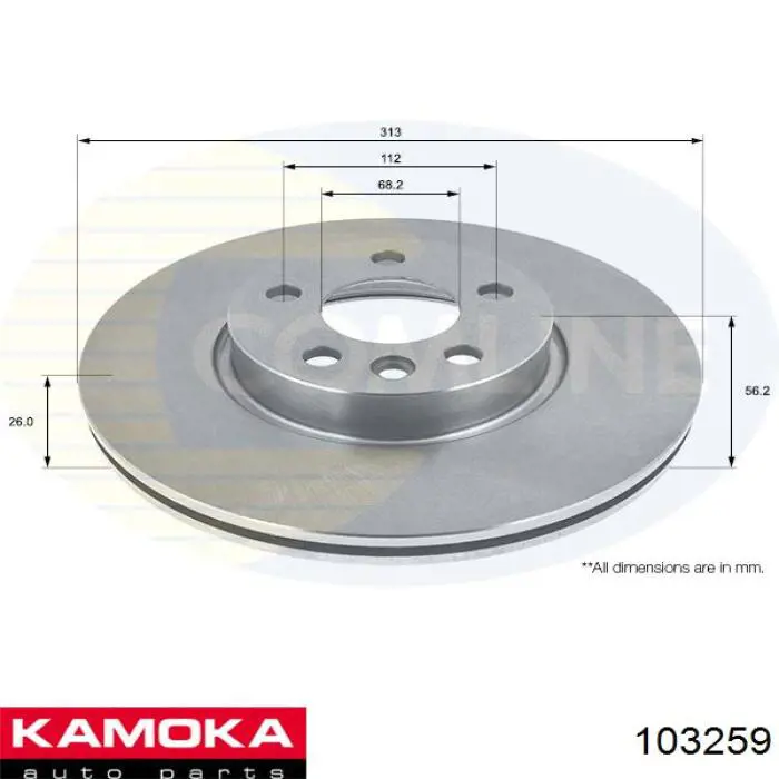 Диск гальмівний передній 103259 Kamoka