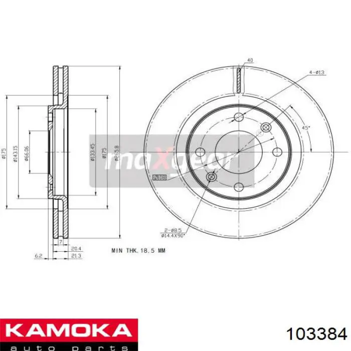 Гальмівні диски передні 103384 Kamoka