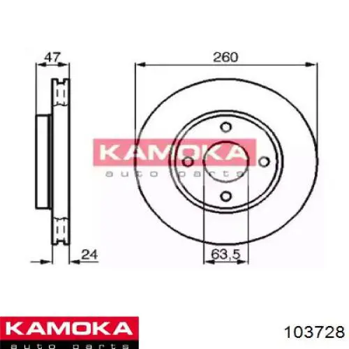 Диск переднього гальма Kamoka 103728 ціна, від 26.89 USD