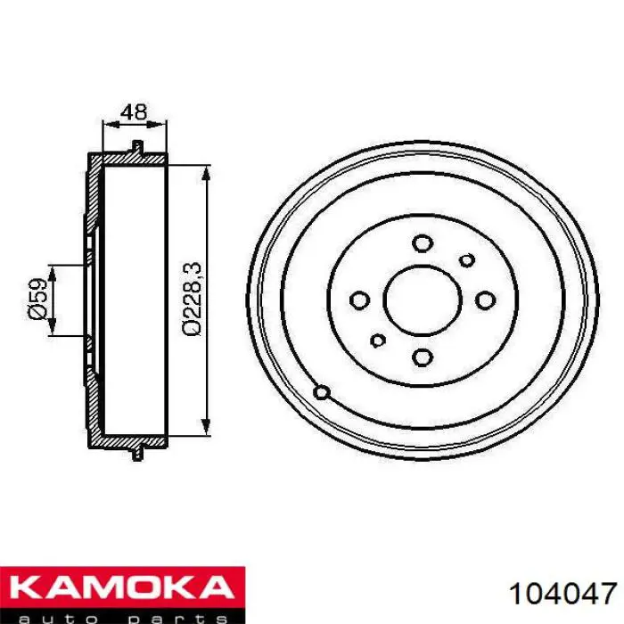 Барабан гальмівний задній 104047 Kamoka