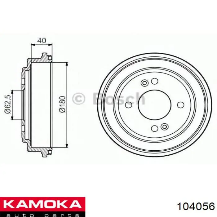 Барабан гальмівний задній Kamoka 104056 ціна, від 26.55 USD