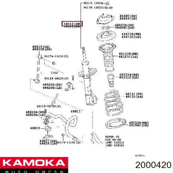 Амортизатор передній, правий 2000420 Kamoka