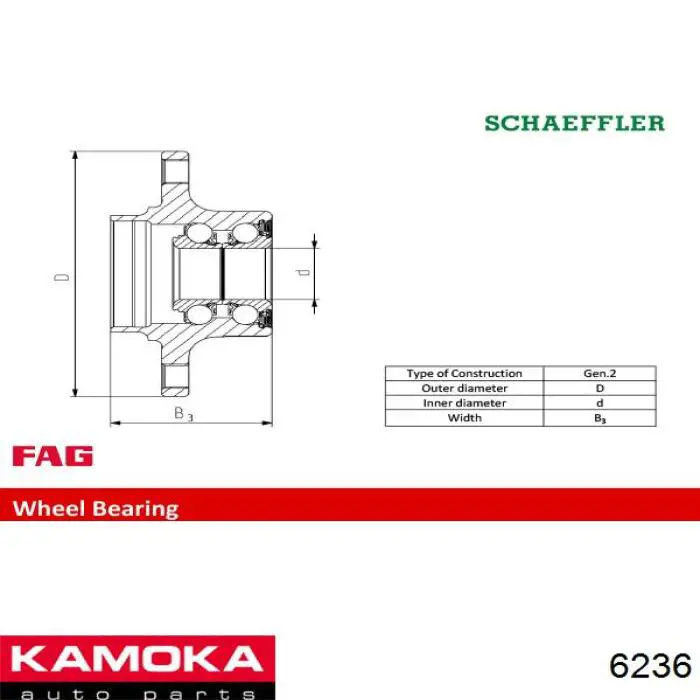 ШРУС зовнішній передній 6236 Kamoka