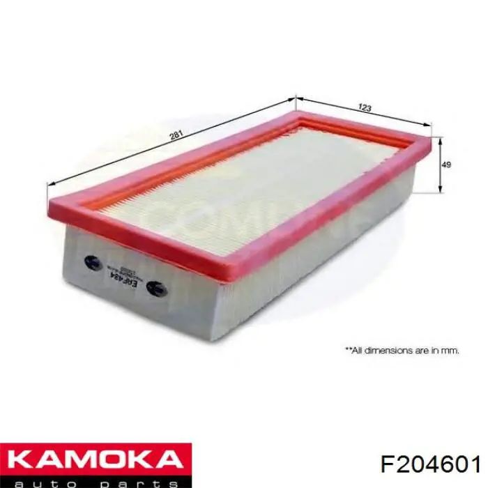 F204601 Kamoka Повітряний фільтр двигуна