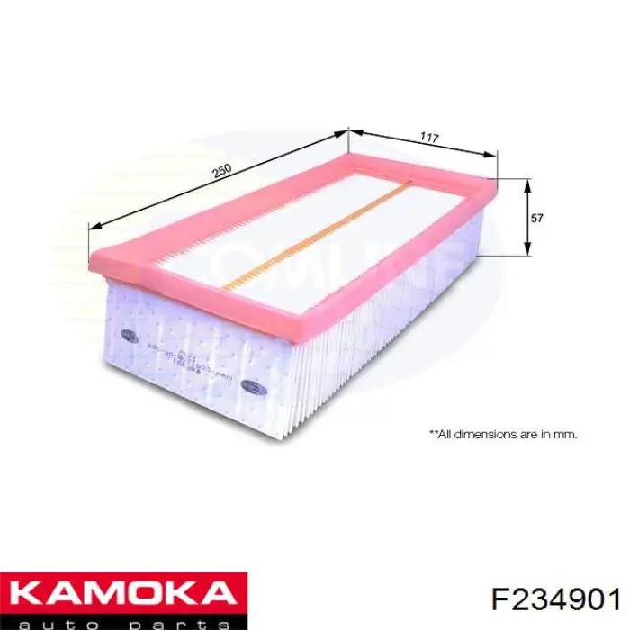 F234901 Kamoka Повітряний фільтр двигуна