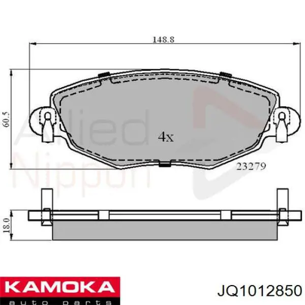 Передні тормозні колодки JQ1012850 Kamoka