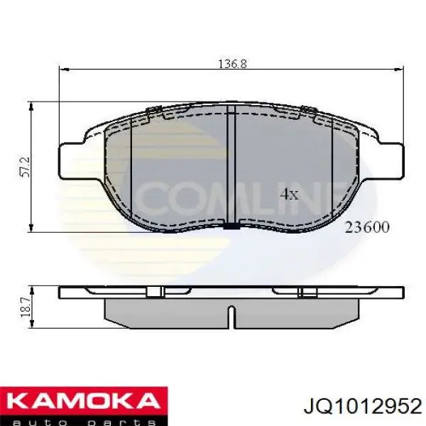 Колодки гальмівні передні, дискові JQ1012952 Kamoka