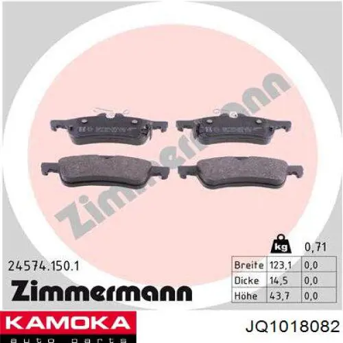 Задні гальмівні колодки Kamoka JQ1018082 ціна, від 17.89 USD