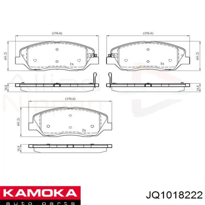 Купити JQ1018222 Kamoka Колодки гальмівні передні, дискові