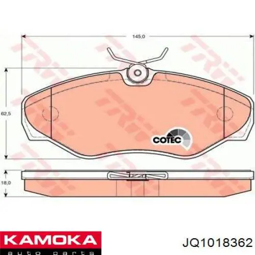 Купити JQ1018362 Kamoka Колодки гальмівні передні, дискові
