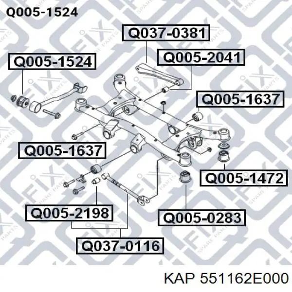 Сайлентблок заднього поздовжнього важеля 551162E000 KAP