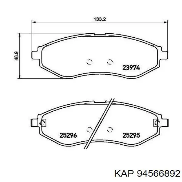 Колодки гальмівні передні, дискові 94566892 KAP