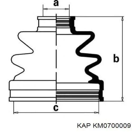 KM0700009 KAP пильник шруса внутрішній, передній піввісі