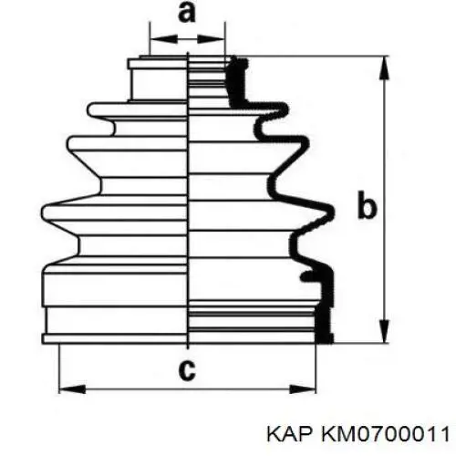 KM0700011 KAP Пильник ШРУСа зовнішній, передній піввісі