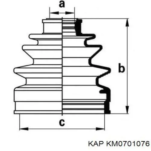 Пильник ШРУСа зовнішній, передній піввісі KM0701076 KAP