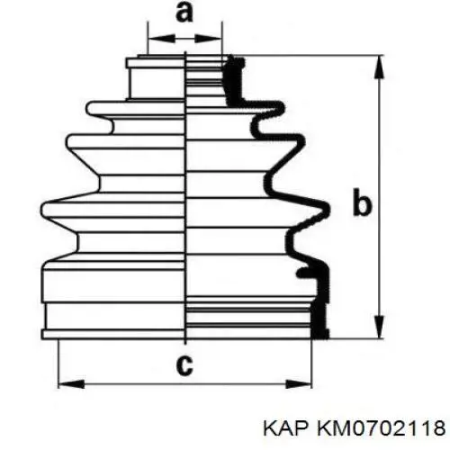 KM0702118 KAP Пильник ШРКШ внутрішній, передній півосі