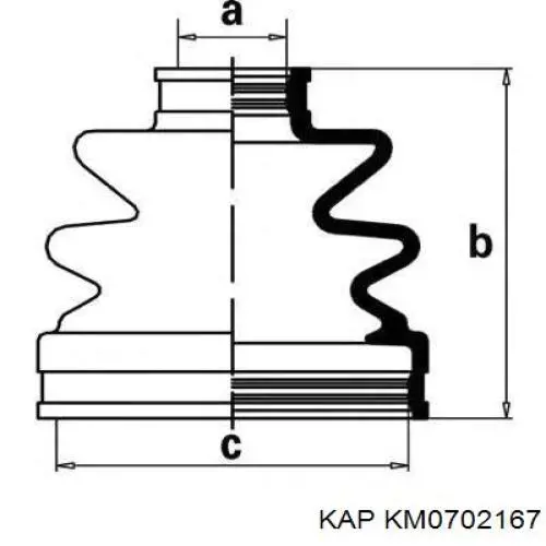 Пильник ШРУСа зовнішній, передній піввісі KM0702167 KAP