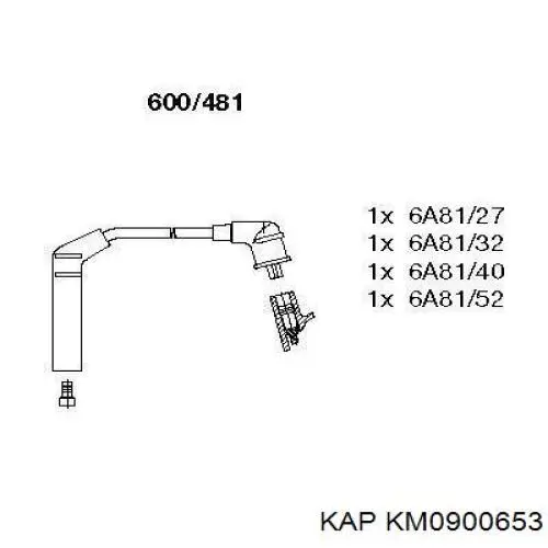 Дріт високовольтний, комплект KM0900653 KAP