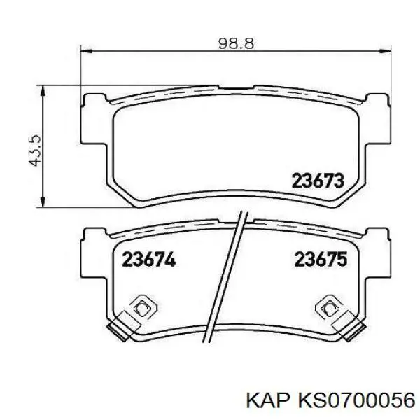 Задні гальмівні колодки KS0700056 KAP