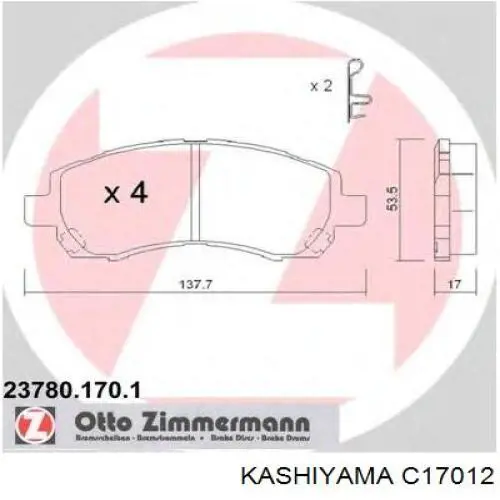 Купити C17012 Kashiyama Колодки гальмівні передні, дискові