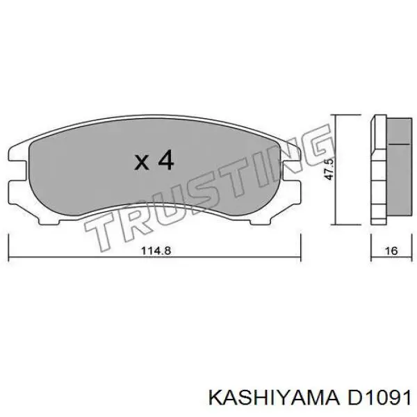 D1091 Kashiyama колодки гальмівні передні, дискові
