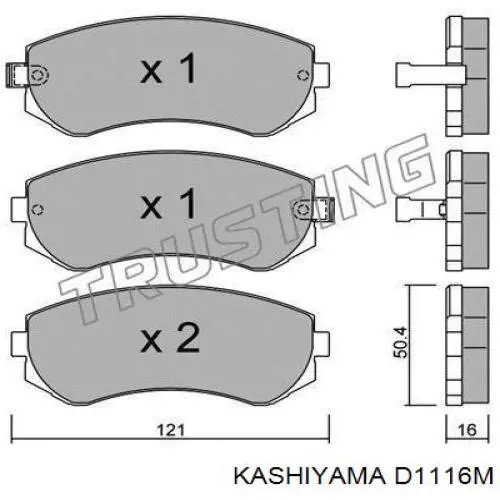 Купити D1116M Kashiyama Колодки гальмівні передні, дискові