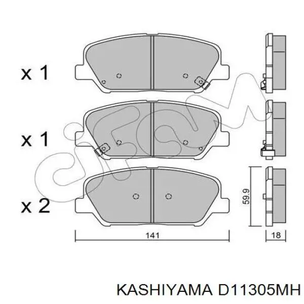 Колодки гальмівні передні, дискові D11305MH Kashiyama