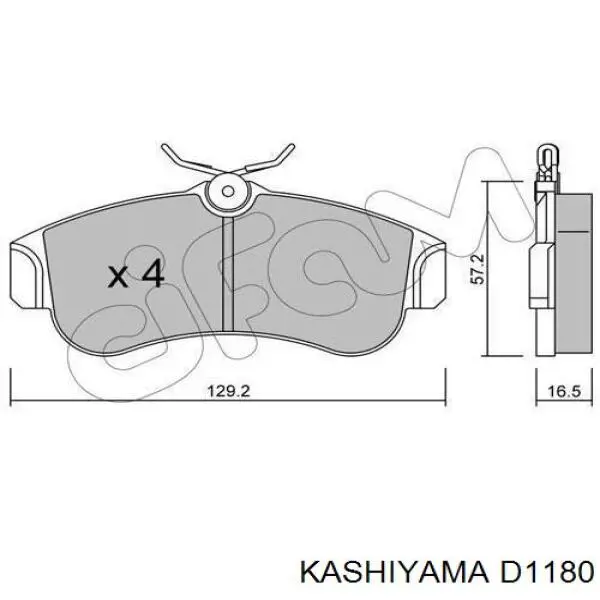 D1180 Kashiyama колодки гальмівні передні, дискові